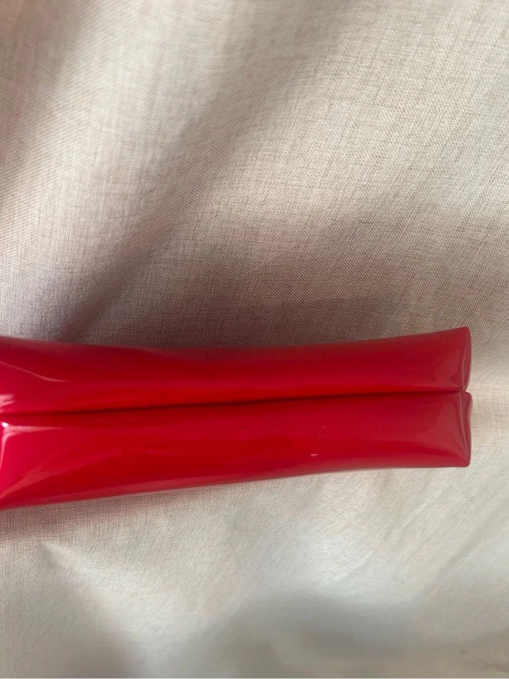 Yves Saint Laurent Patent Red Cosmetic Pouch with Embossed Slogan